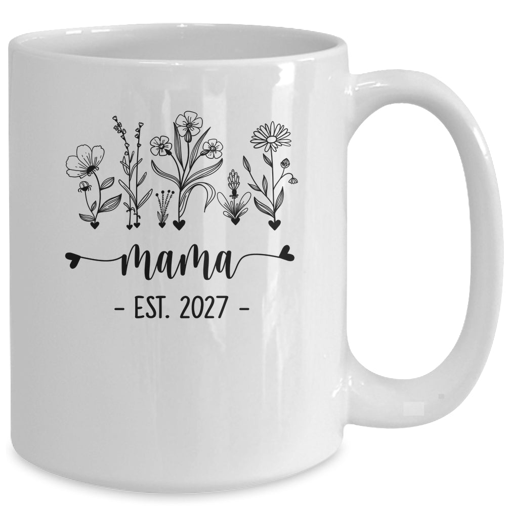 Promoted To Mama Est 2027 Pregnancy Announcement Flower Mug | siriusteestore