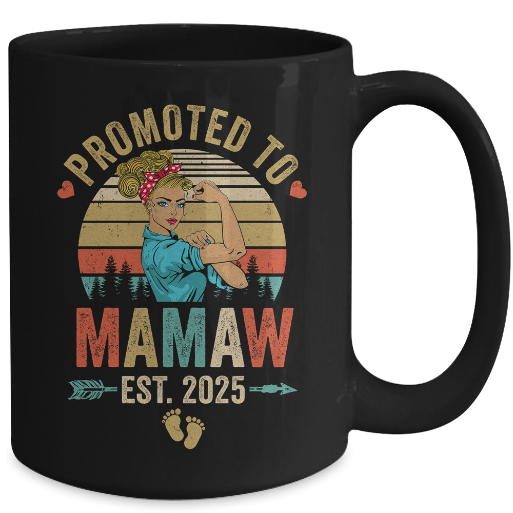 Promoted To Mamaw Est 2025 Retro First Time Mamaw Mug | siriusteestore