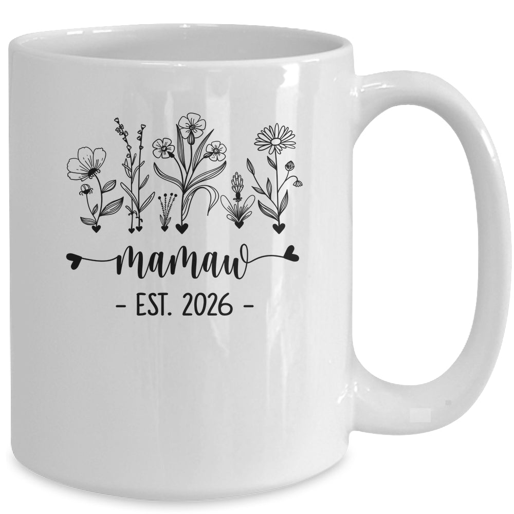 Promoted To Mamaw Est 2026 Pregnancy Announcement Flower Mug | siriusteestore