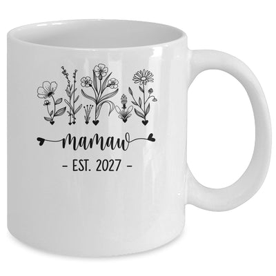 Promoted To Mamaw Est 2027 Pregnancy Announcement Flower Mug | siriusteestore