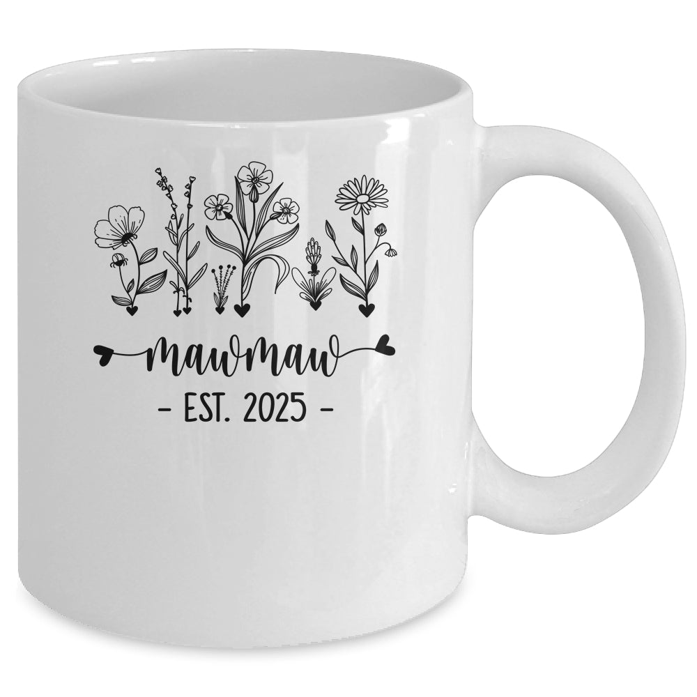 Promoted To Mawmaw Est 2025 Pregnancy Announcement Flower Mug | siriusteestore