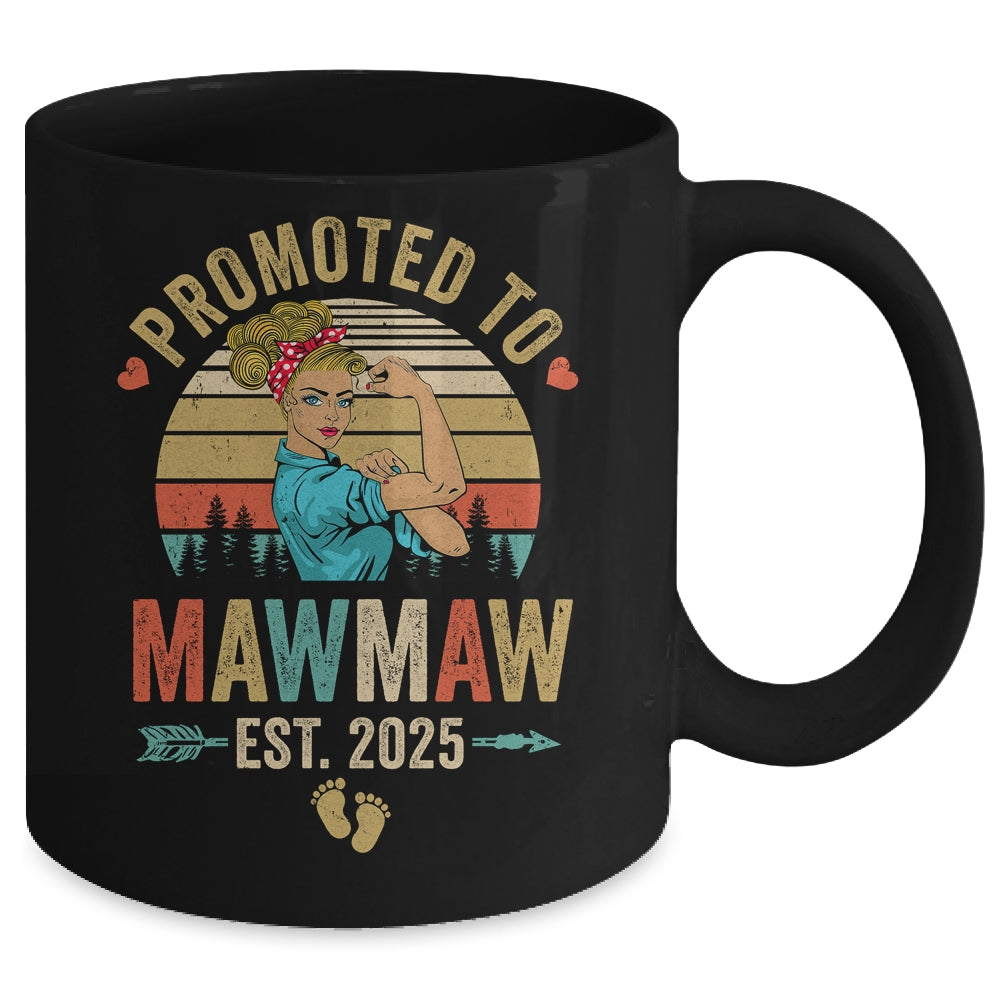 Promoted To Mawmaw Est 2025 Retro First Time Mawmaw Mug | siriusteestore
