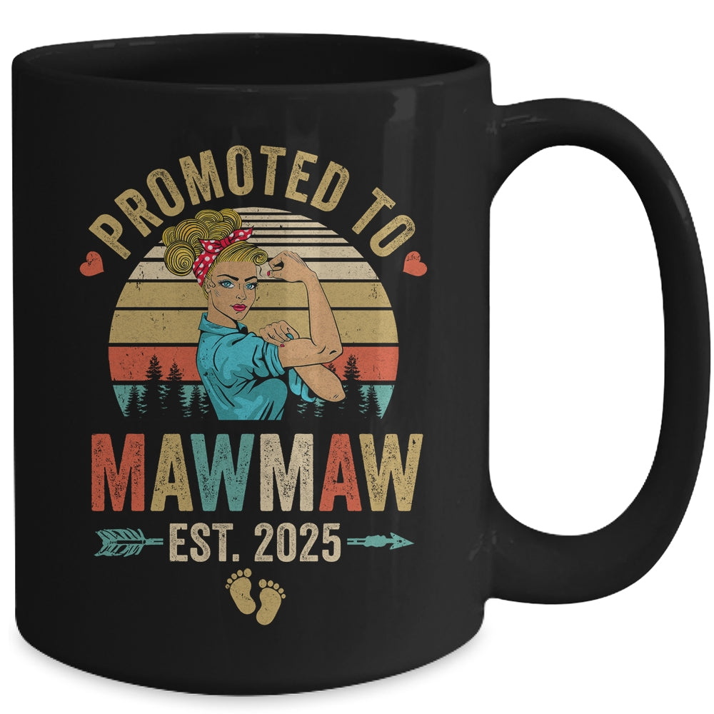 Promoted To Mawmaw Est 2025 Retro First Time Mawmaw Mug | siriusteestore