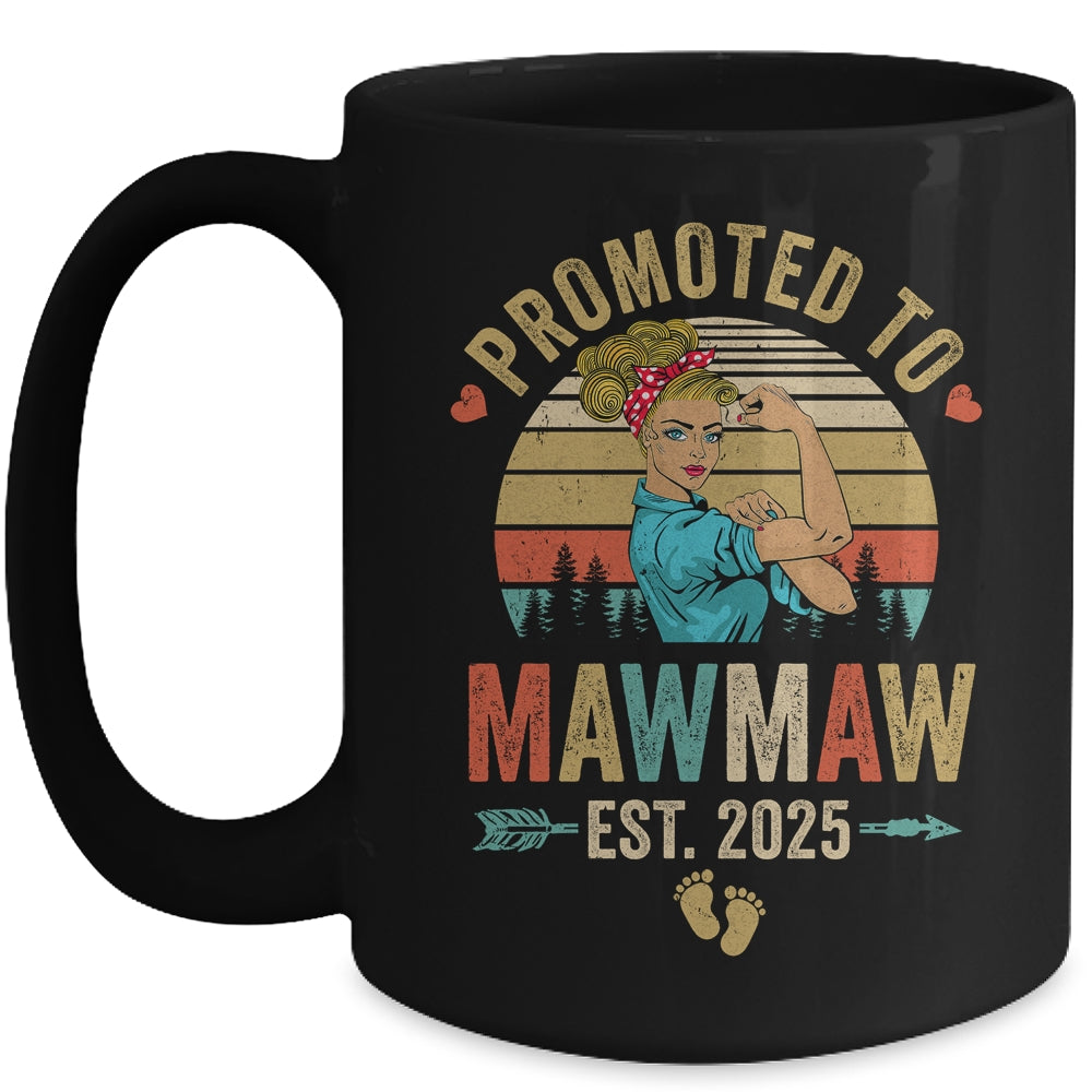 Promoted To Mawmaw Est 2025 Retro First Time Mawmaw Mug | siriusteestore