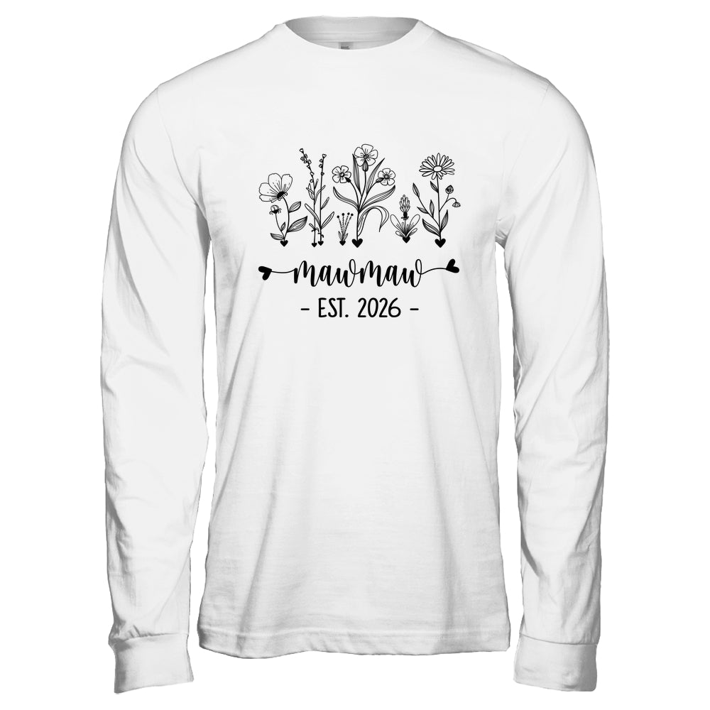 Promoted To Mawmaw Est 2026 Pregnancy Announcement Flower Shirt & Hoodie | siriusteestore