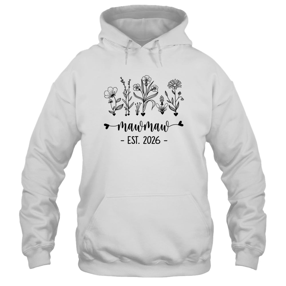 Promoted To Mawmaw Est 2026 Pregnancy Announcement Flower Shirt & Hoodie | siriusteestore