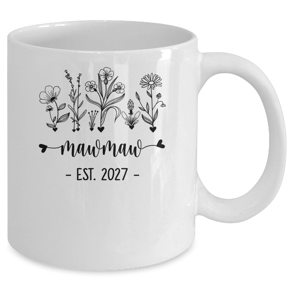 Promoted To Mawmaw Est 2027 Pregnancy Announcement Flower Mug | siriusteestore