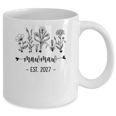 Promoted To Mawmaw Est 2027 Pregnancy Announcement Flower Mug | siriusteestore