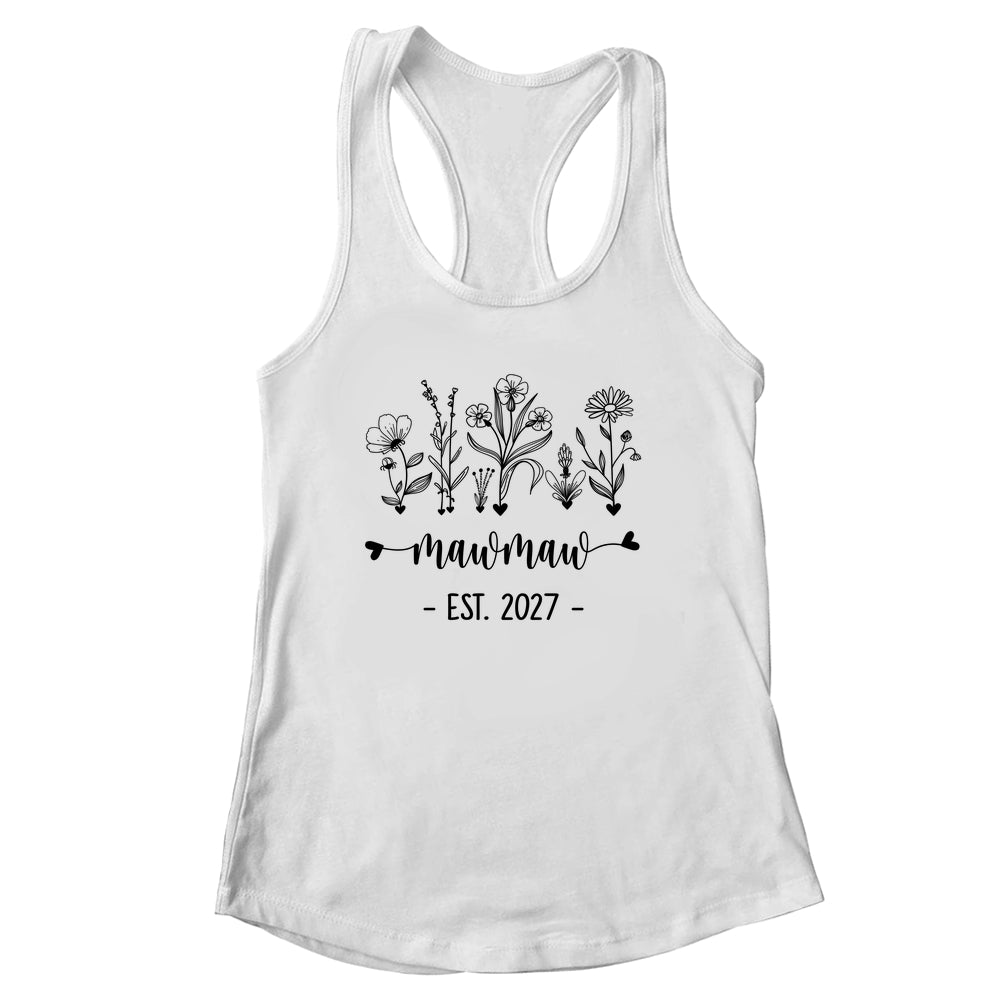 Promoted To Mawmaw Est 2027 Pregnancy Announcement Flower Shirt & Tank Top | siriusteestore