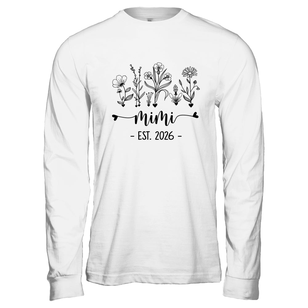 Promoted To Mimi Est 2026 Pregnancy Announcement Flower Shirt & Hoodie | siriusteestore