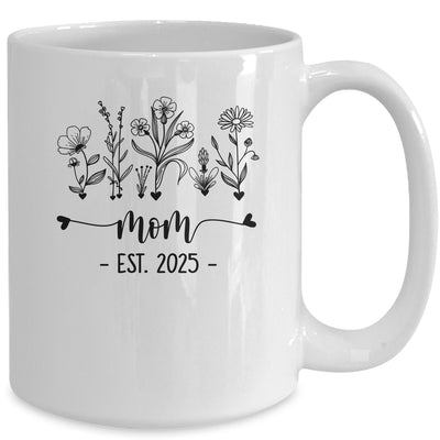 Promoted To Mom Est 2025 Pregnancy Announcement Flower Mug | siriusteestore