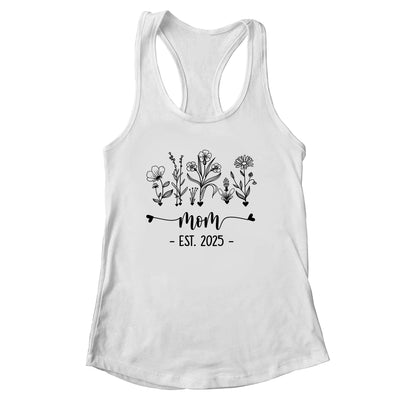 Promoted To Mom Est 2025 Pregnancy Announcement Flower Shirt & Tank Top | siriusteestore