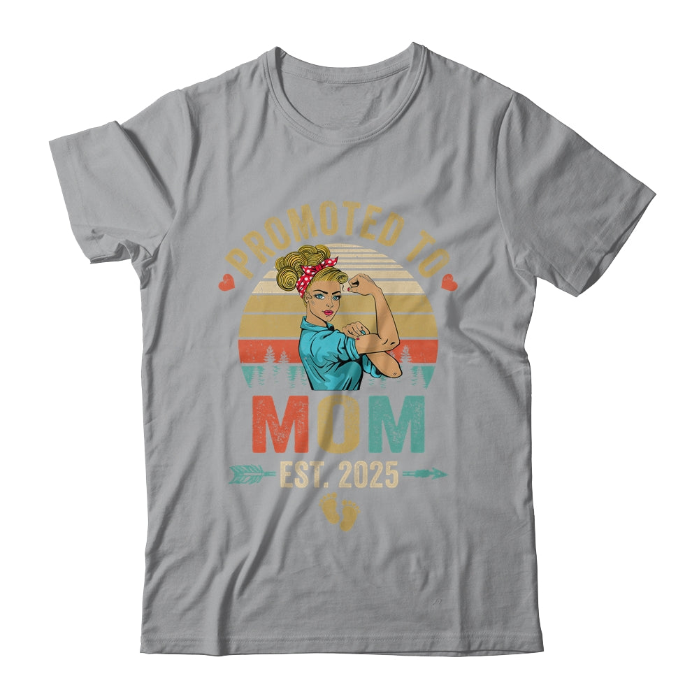 Promoted To Mom Est 2025 Retro First Time Mom Shirt & Tank Top | siriusteestore