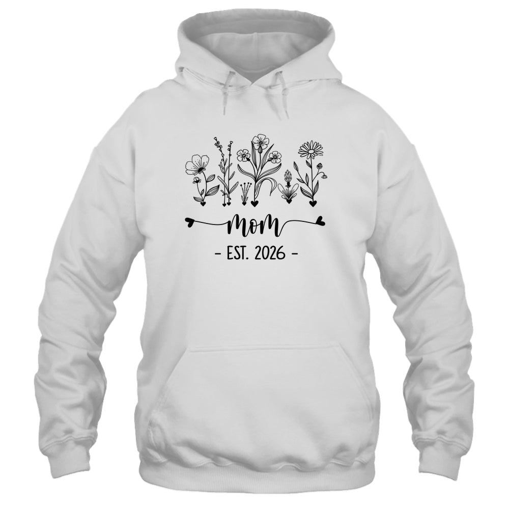 Promoted To Mom Est 2026 Pregnancy Announcement Flower Shirt & Hoodie | siriusteestore