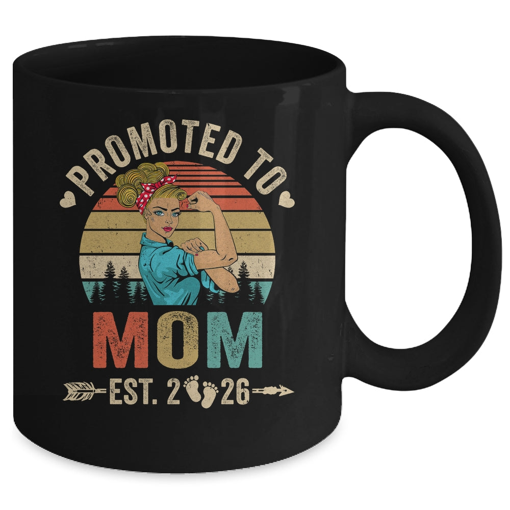 Promoted To Mom Est 2026 Retro First Time Mom Mug | siriusteestore