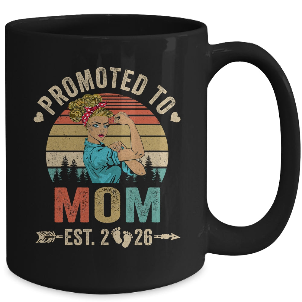 Promoted To Mom Est 2026 Retro First Time Mom Mug | siriusteestore