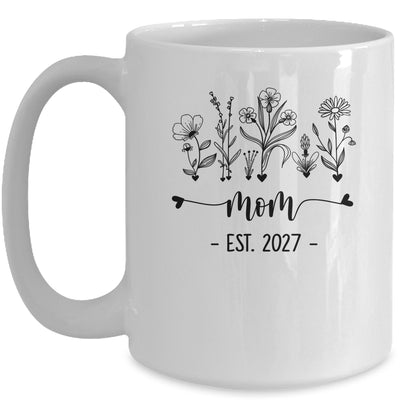Promoted To Mom Est 2027 Pregnancy Announcement Flower Mug | siriusteestore