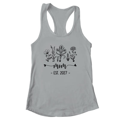 Promoted To Mom Est 2027 Pregnancy Announcement Flower Shirt & Tank Top | siriusteestore