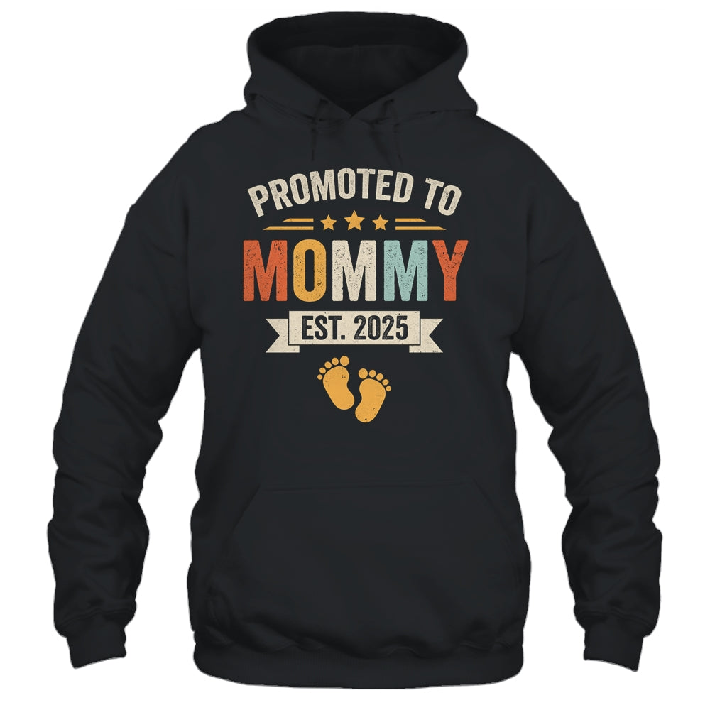 Promoted To Mommy 2025 Retro Soon To Be Mommy Est 2025 Shirt & Hoodie | siriusteestore