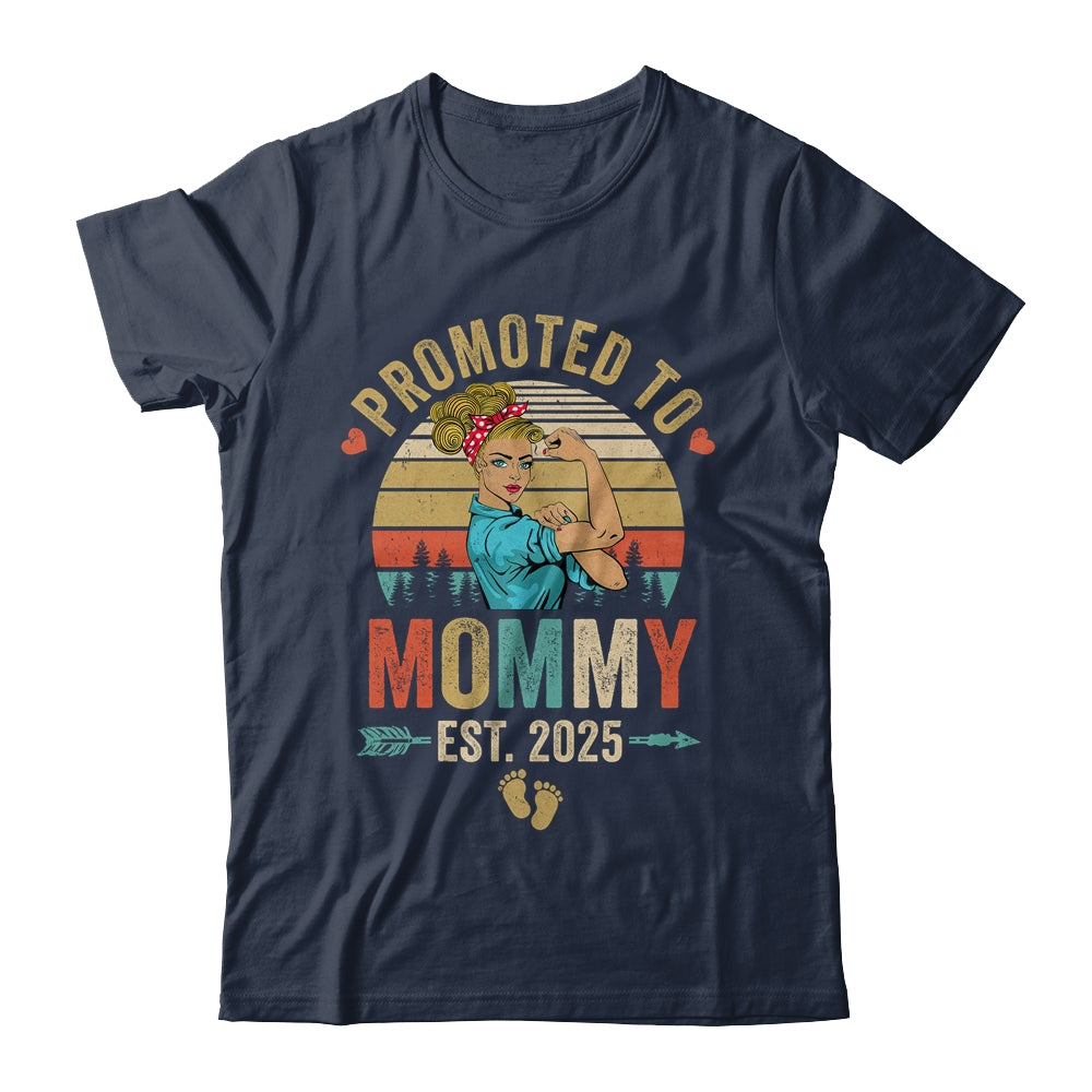 Promoted To Mommy Est 2025 Retro First Time Mommy Shirt & Tank Top | siriusteestore