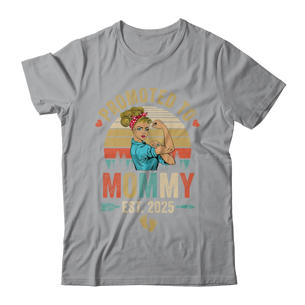 Promoted To Mommy Est 2025 Retro First Time Mommy Shirt & Tank Top | siriusteestore