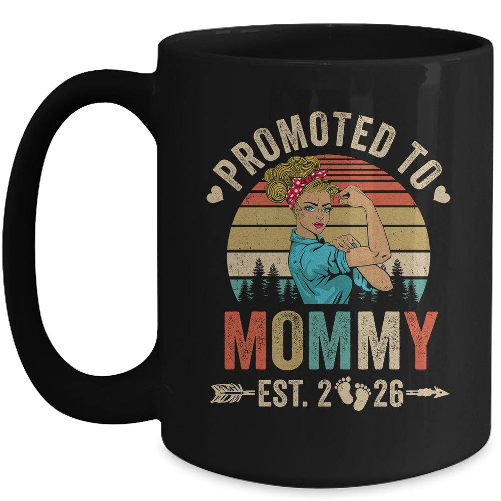 Promoted To Mommy Est 2026 Retro First Time Mommy Mug | siriusteestore