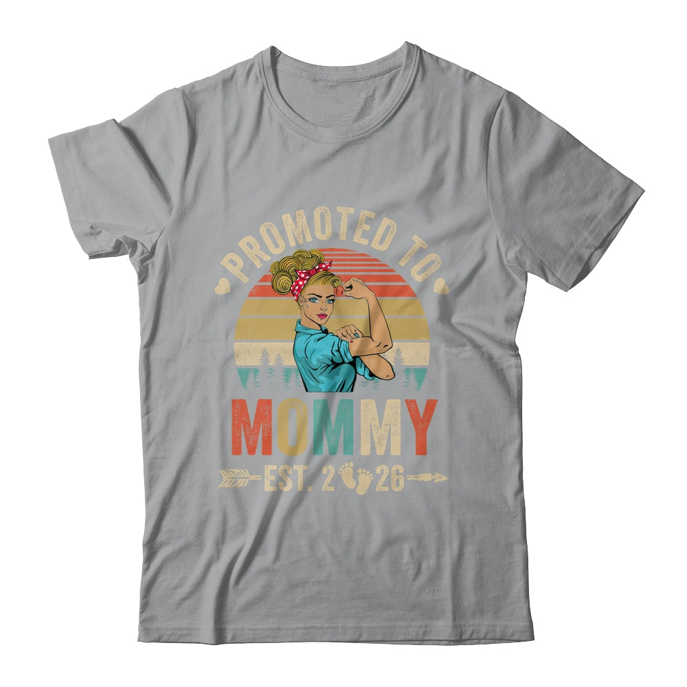Promoted To Mommy Est 2026 Retro First Time Mommy Shirt & Tank Top | siriusteestore