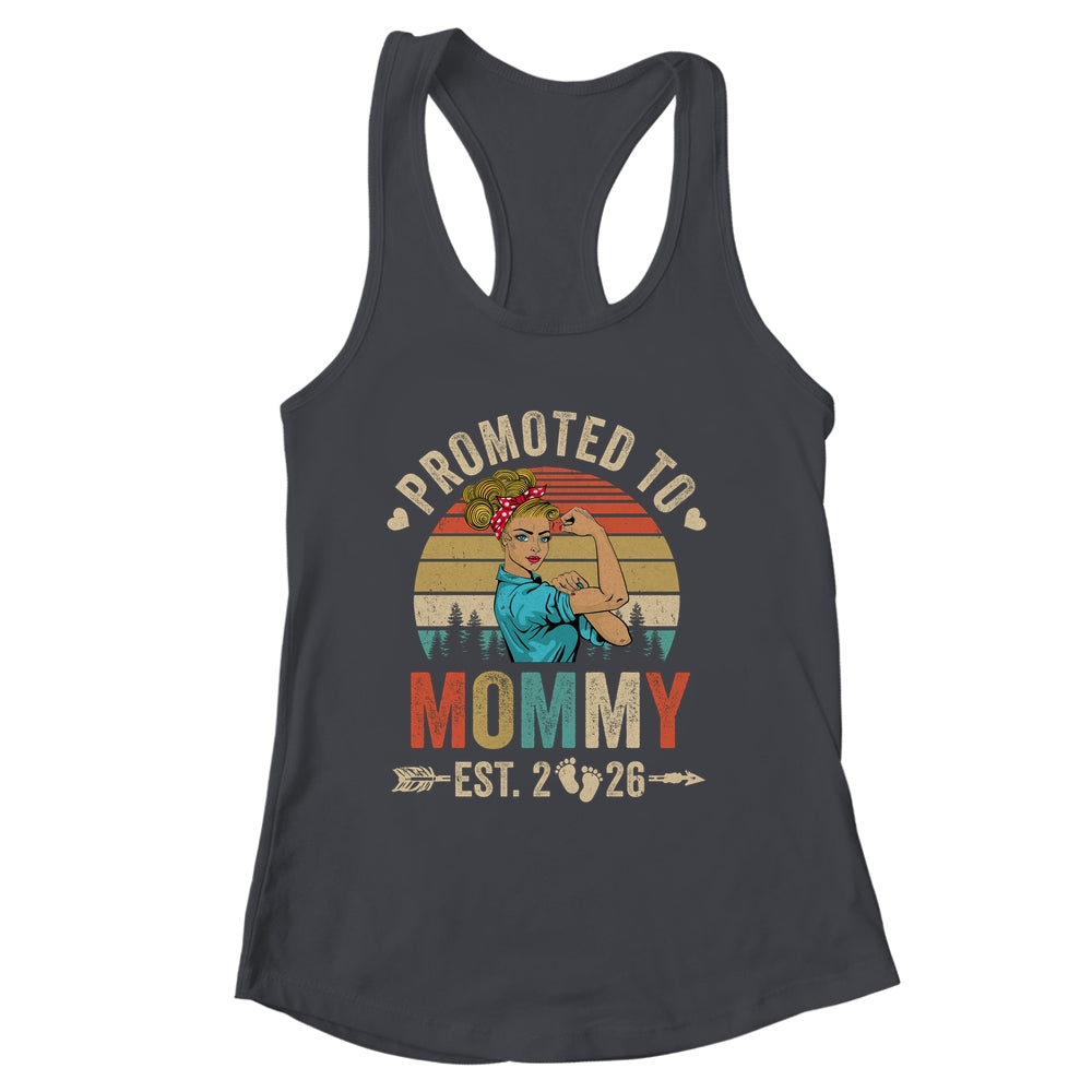Promoted To Mommy Est 2026 Retro First Time Mommy Shirt & Tank Top | siriusteestore