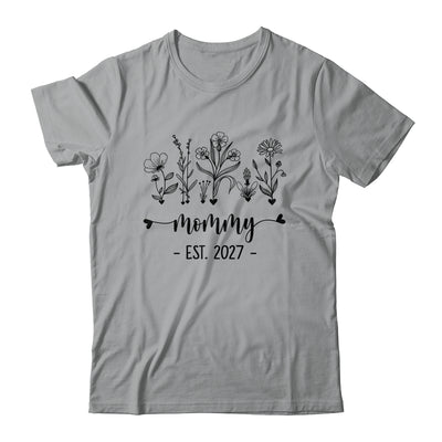 Promoted To Mommy Est 2027 Pregnancy Announcement Flower Shirt & Tank Top | siriusteestore