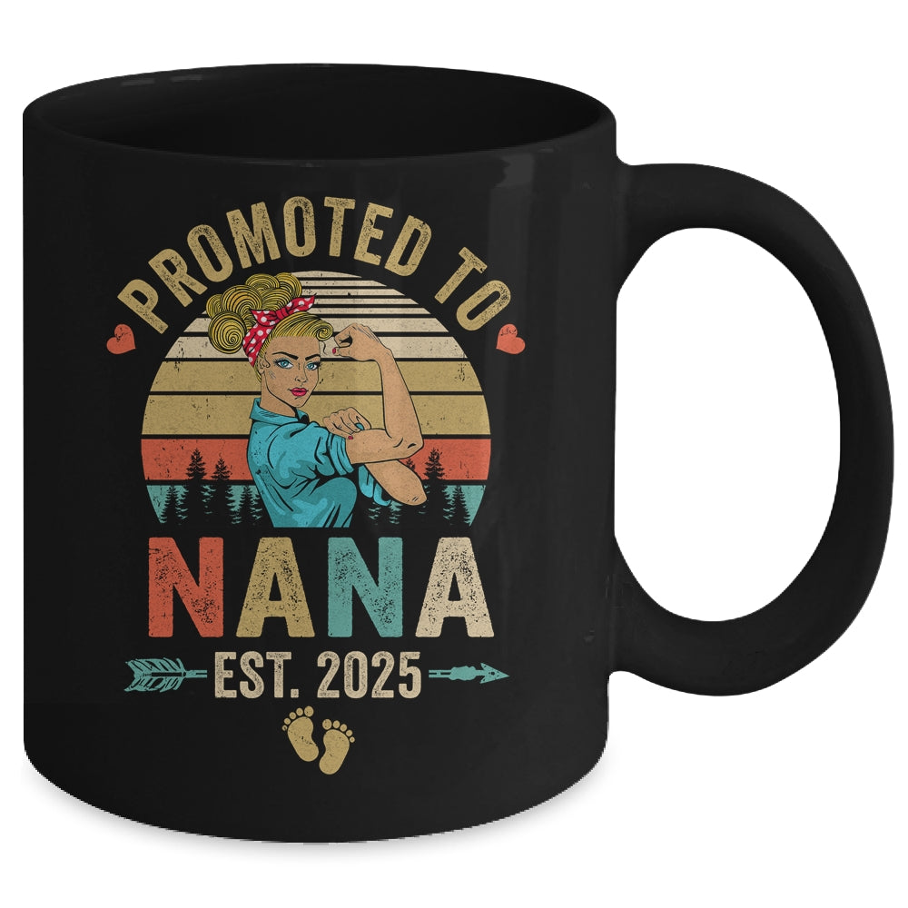 Promoted To Nana Est 2025 Retro First Time Nana Mug | siriusteestore