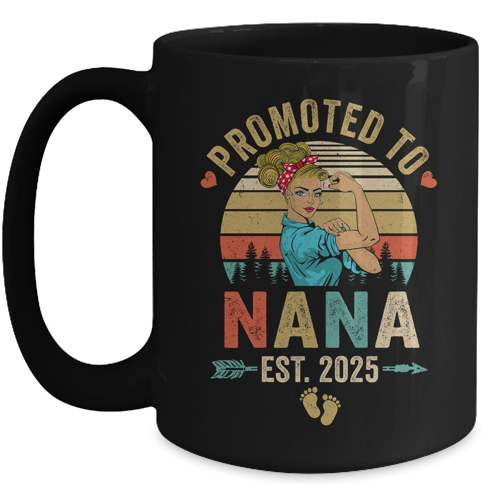 Promoted To Nana Est 2025 Retro First Time Nana Mug | siriusteestore