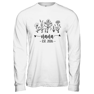 Promoted To Nana Est 2026 Pregnancy Announcement Flower Shirt & Hoodie | siriusteestore
