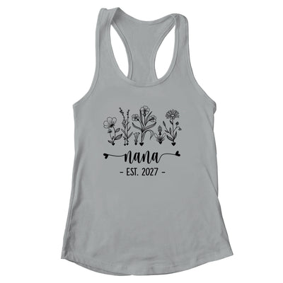 Promoted To Nana Est 2027 Pregnancy Announcement Flower Shirt & Tank Top | siriusteestore