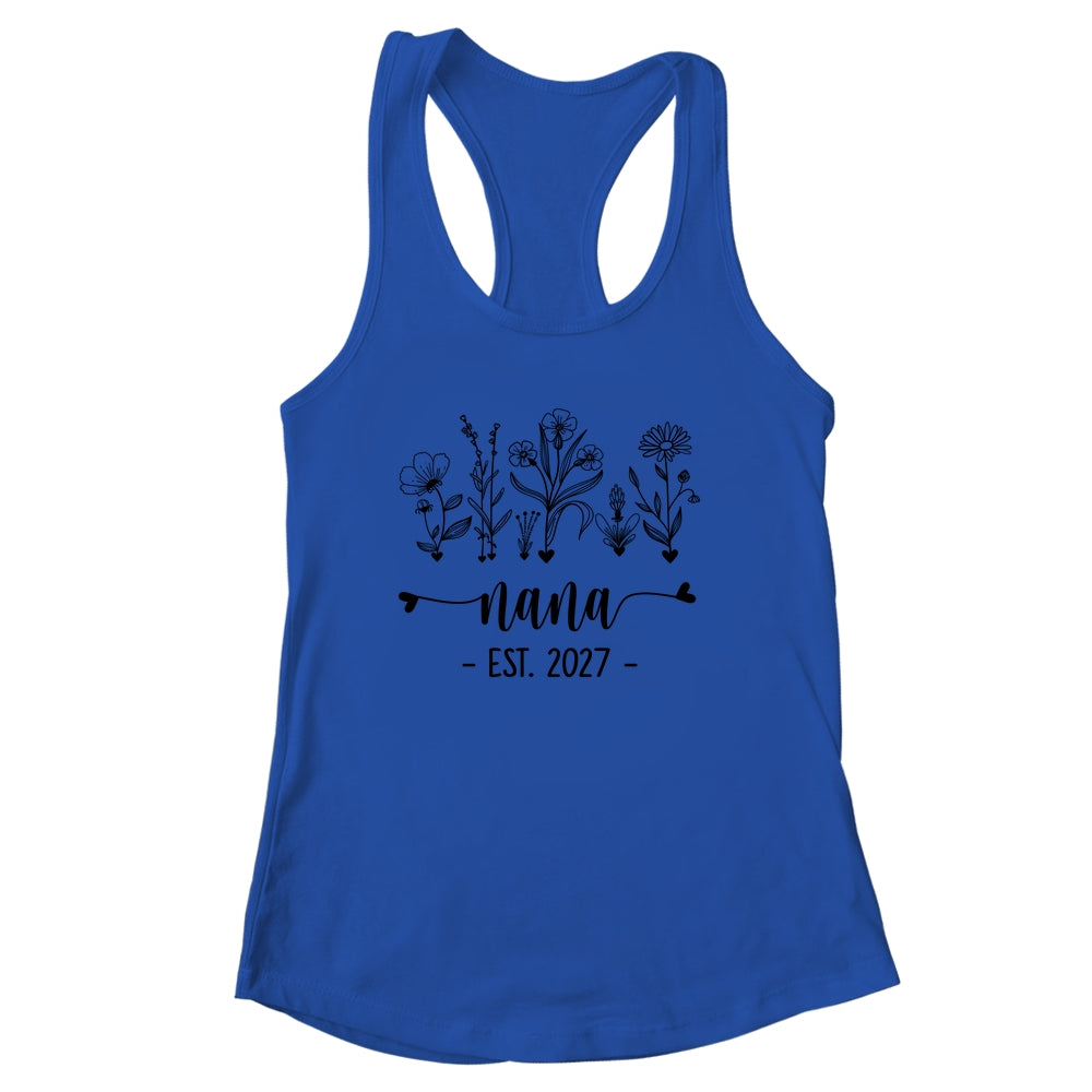 Promoted To Nana Est 2027 Pregnancy Announcement Flower Shirt & Tank Top | siriusteestore