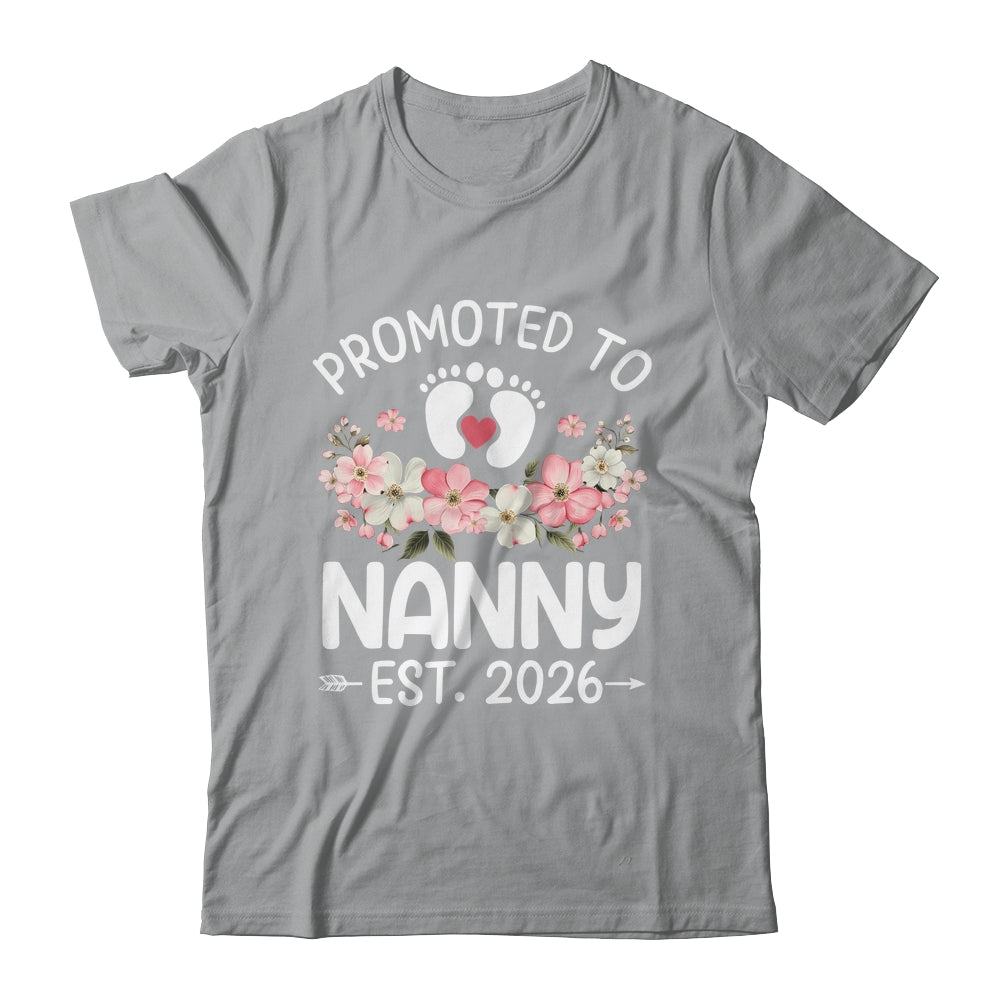 Promoted To Nanny 2026 First Time Floral New Nanny Shirt & Hoodie | siriusteestore