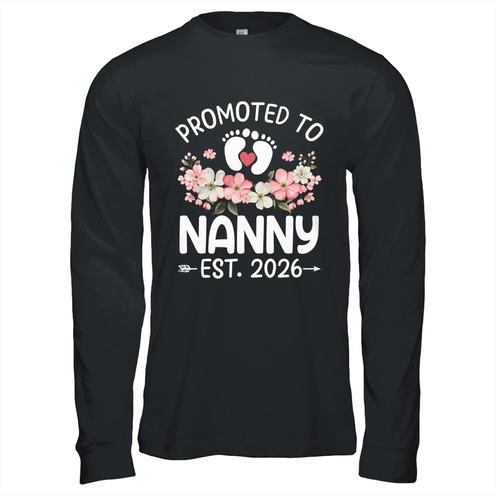 Promoted To Nanny 2026 First Time Floral New Nanny Shirt & Hoodie | siriusteestore
