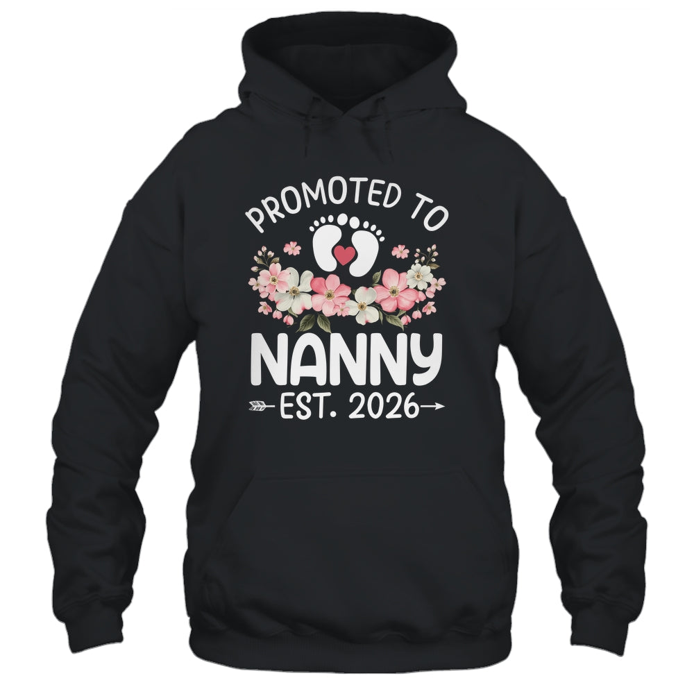 Promoted To Nanny 2026 First Time Floral New Nanny Shirt & Hoodie | siriusteestore