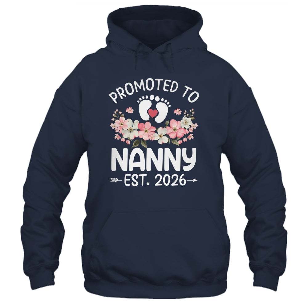 Promoted To Nanny 2026 First Time Floral New Nanny Shirt & Hoodie | siriusteestore