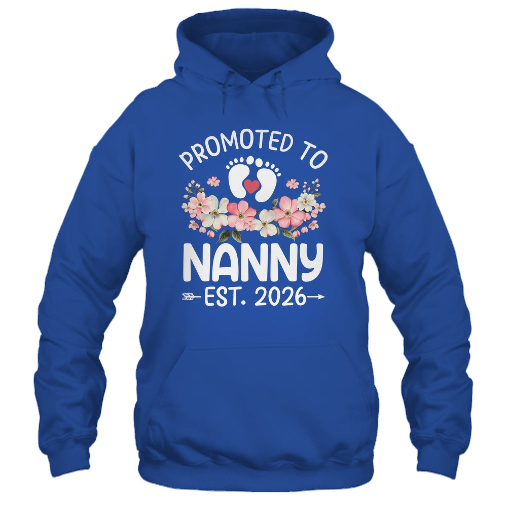 Promoted To Nanny 2026 First Time Floral New Nanny Shirt & Hoodie | siriusteestore