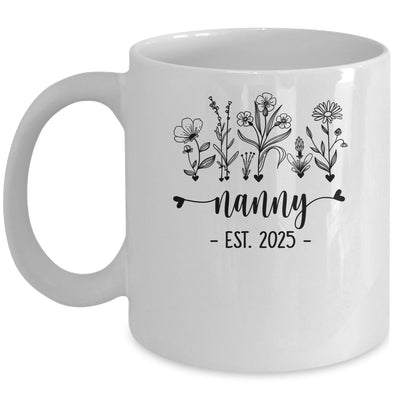 Promoted To Nanny Est 2025 Pregnancy Announcement Flower Mug | siriusteestore