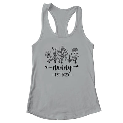 Promoted To Nanny Est 2025 Pregnancy Announcement Flower Shirt & Tank Top | siriusteestore