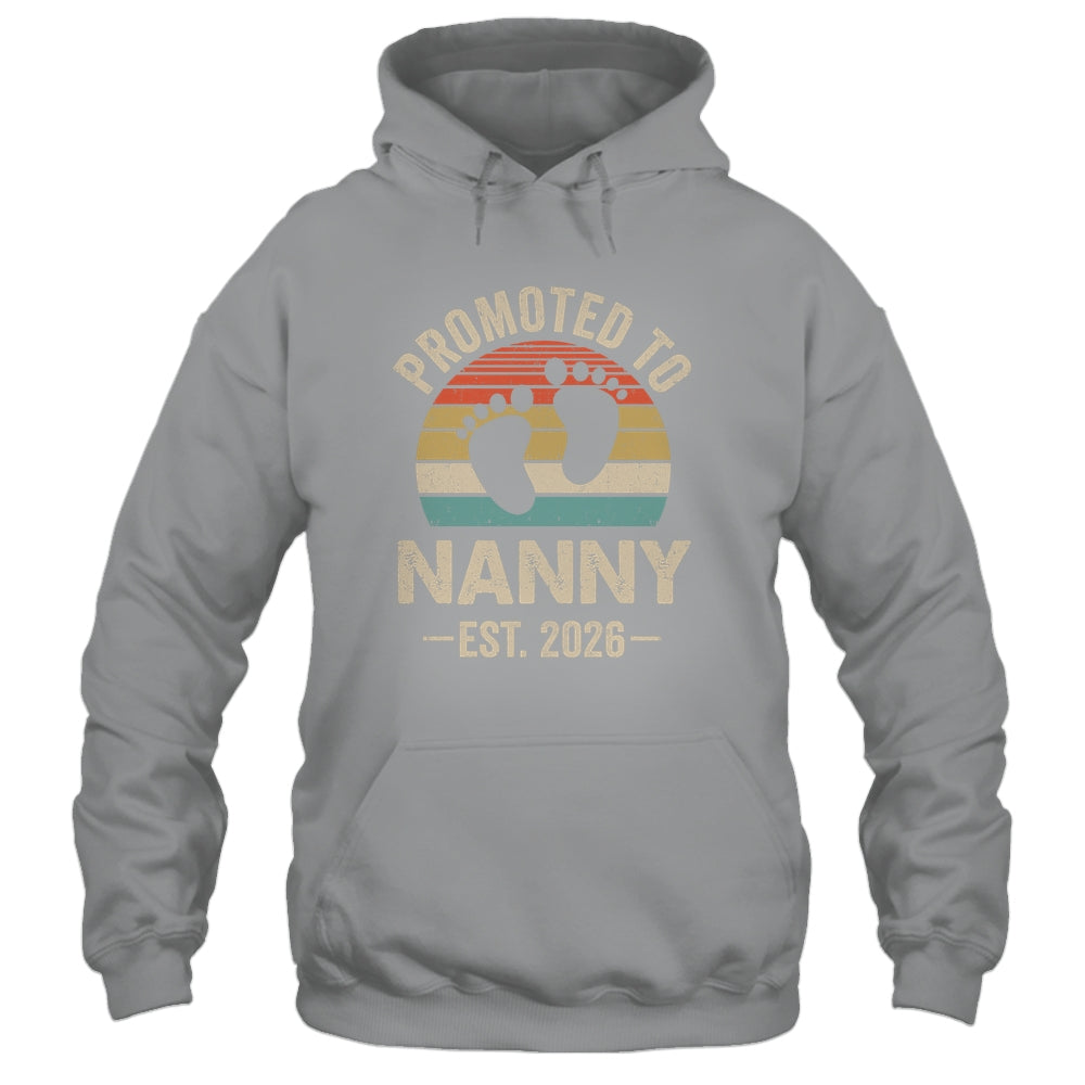 Promoted To Nanny Est 2026 Mothers Day Vintage Shirt & Hoodie | siriusteestore