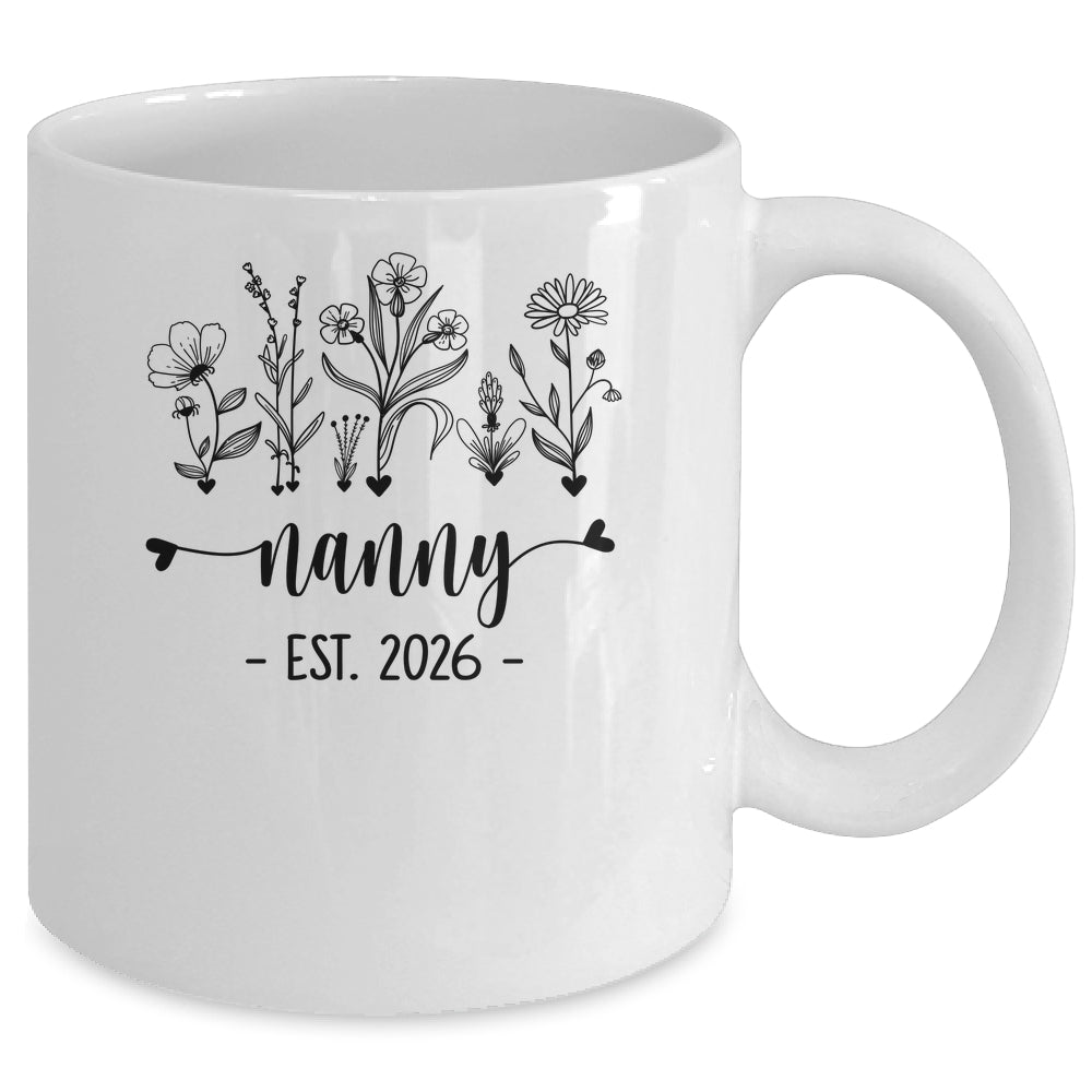 Promoted To Nanny Est 2026 Pregnancy Announcement Flower Mug | siriusteestore