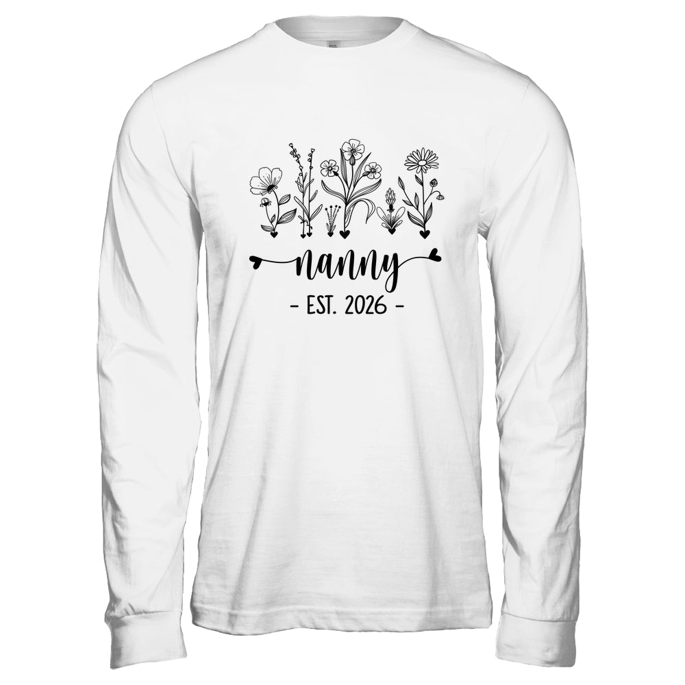 Promoted To Nanny Est 2026 Pregnancy Announcement Flower Shirt & Hoodie | siriusteestore