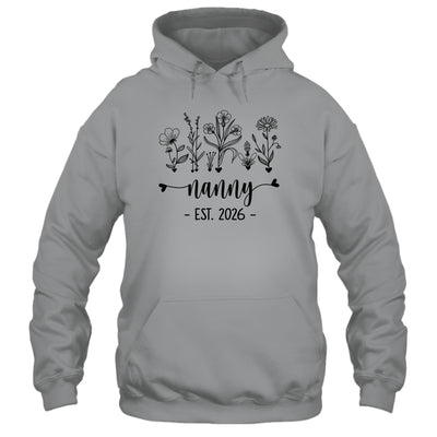 Promoted To Nanny Est 2026 Pregnancy Announcement Flower Shirt & Hoodie | siriusteestore