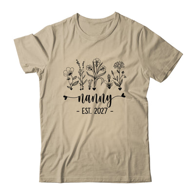 Promoted To Nanny Est 2027 Pregnancy Announcement Flower Shirt & Tank Top | siriusteestore