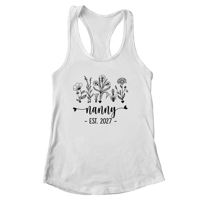 Promoted To Nanny Est 2027 Pregnancy Announcement Flower Shirt & Tank Top | siriusteestore