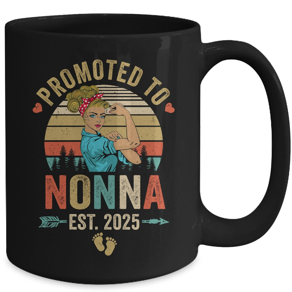 Promoted To Nonna Est 2025 Retro First Time Nonna Mug | siriusteestore
