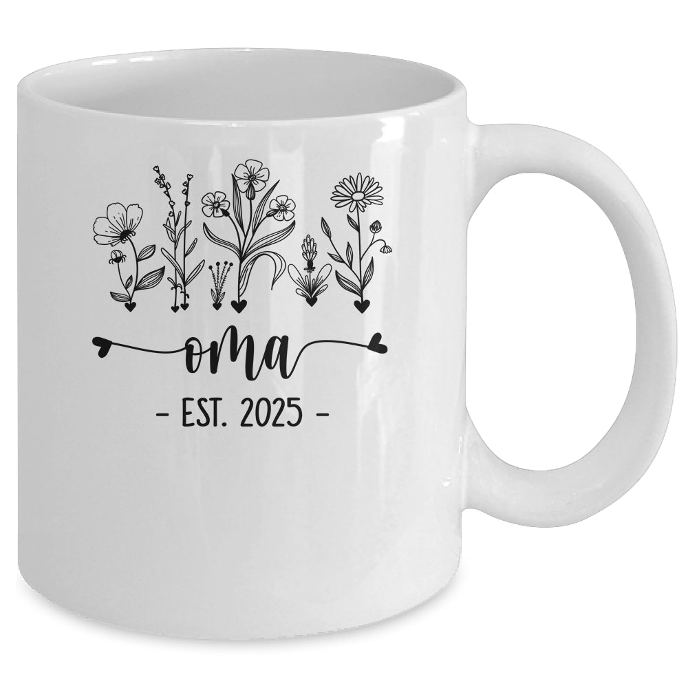 Promoted To Oma Est 2025 Pregnancy Announcement Flower Mug | siriusteestore