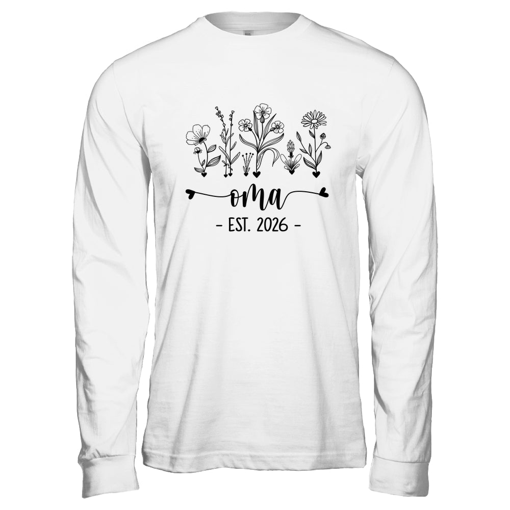 Promoted To Oma Est 2026 Pregnancy Announcement Flower Shirt & Hoodie | siriusteestore